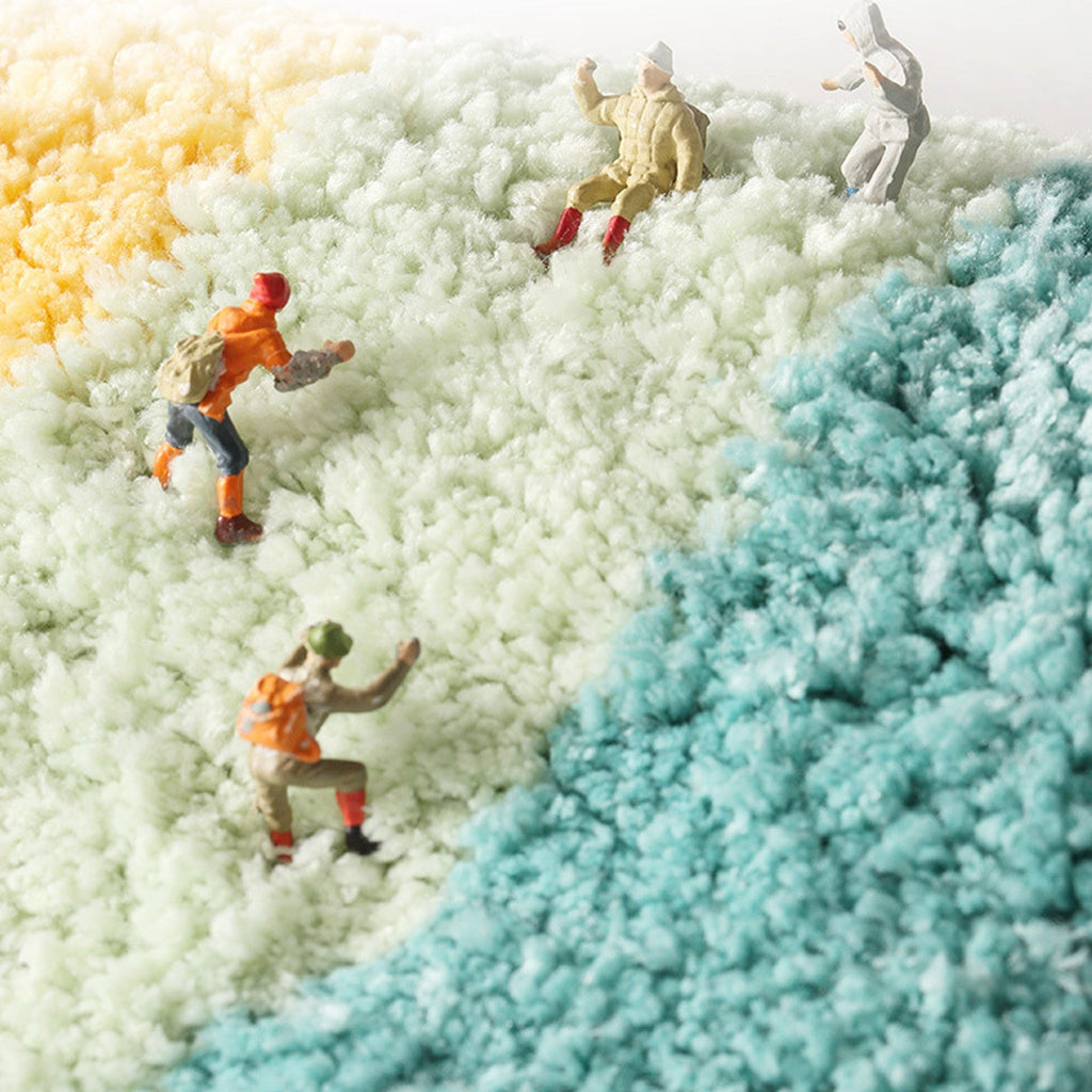 Snow mountain sunrise half round bath mat colorful cute decor bathroom rug