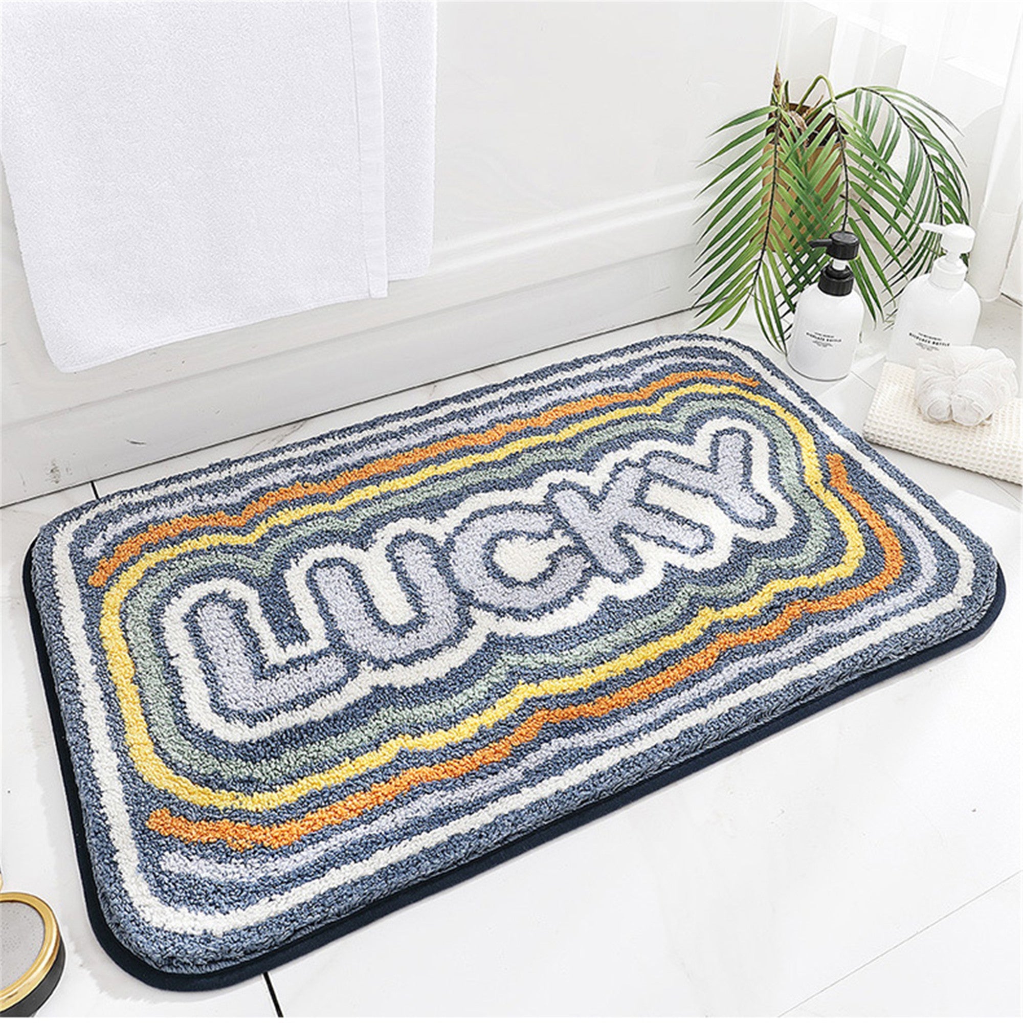 Lucky bath mat colorful cute bathroom decor