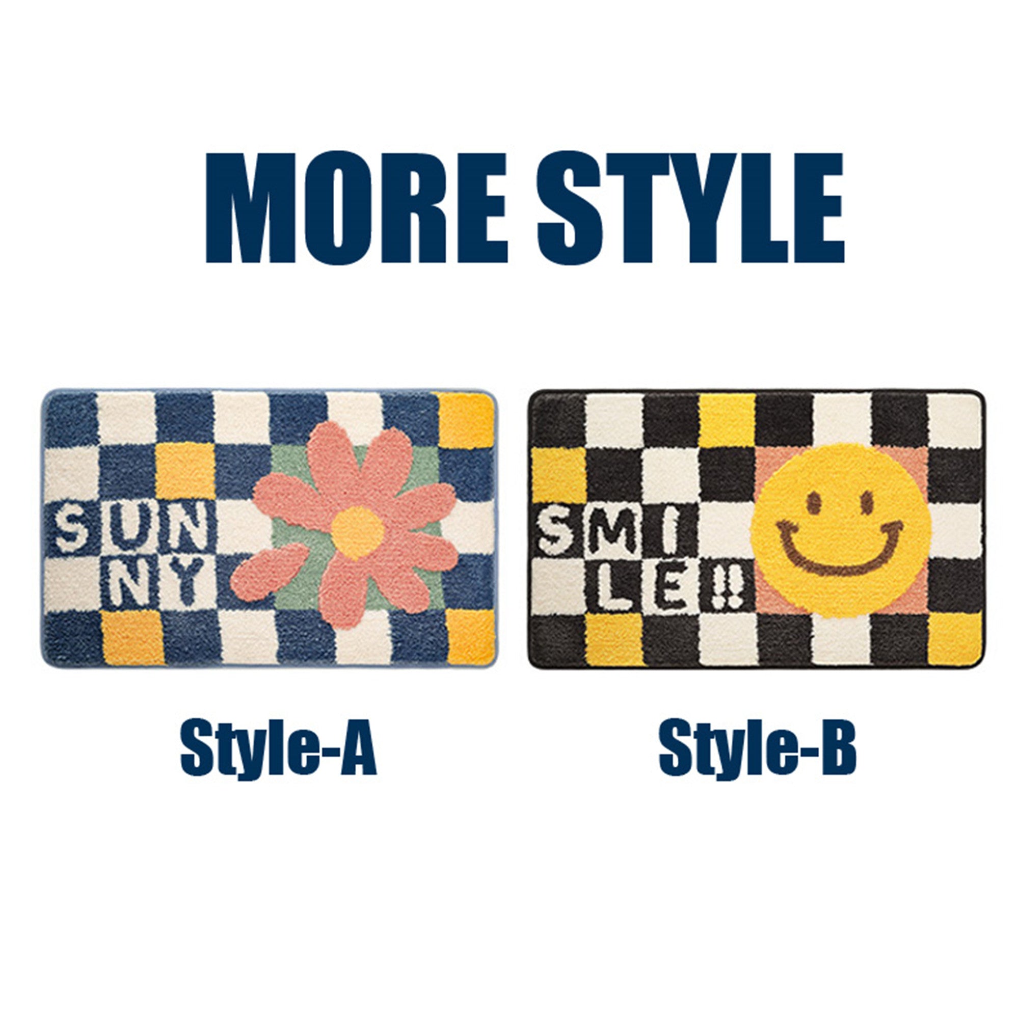 Checkerboard bath mat colorful cute bathroom decor