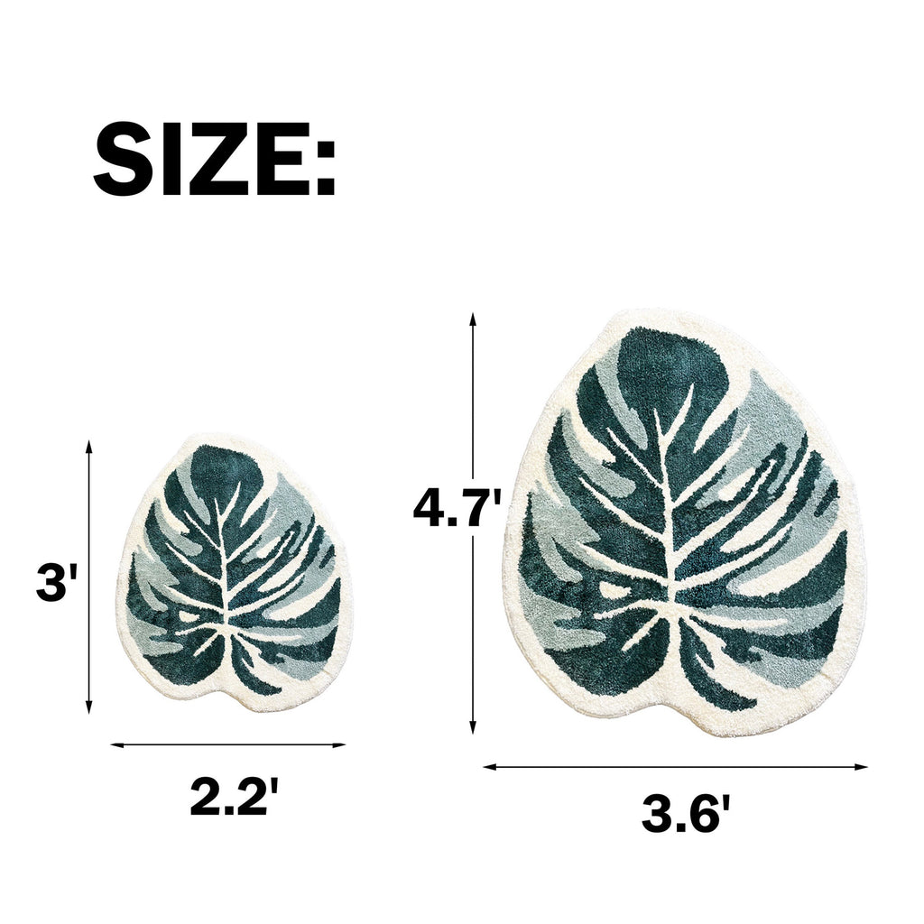 Monstera-leaf shape bath mat colorful cute bathroom decor