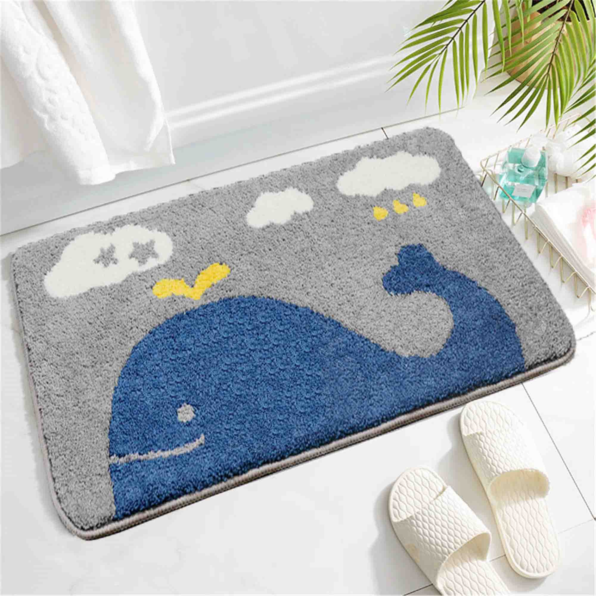 Whale bath mat colorful cute bathroom decor