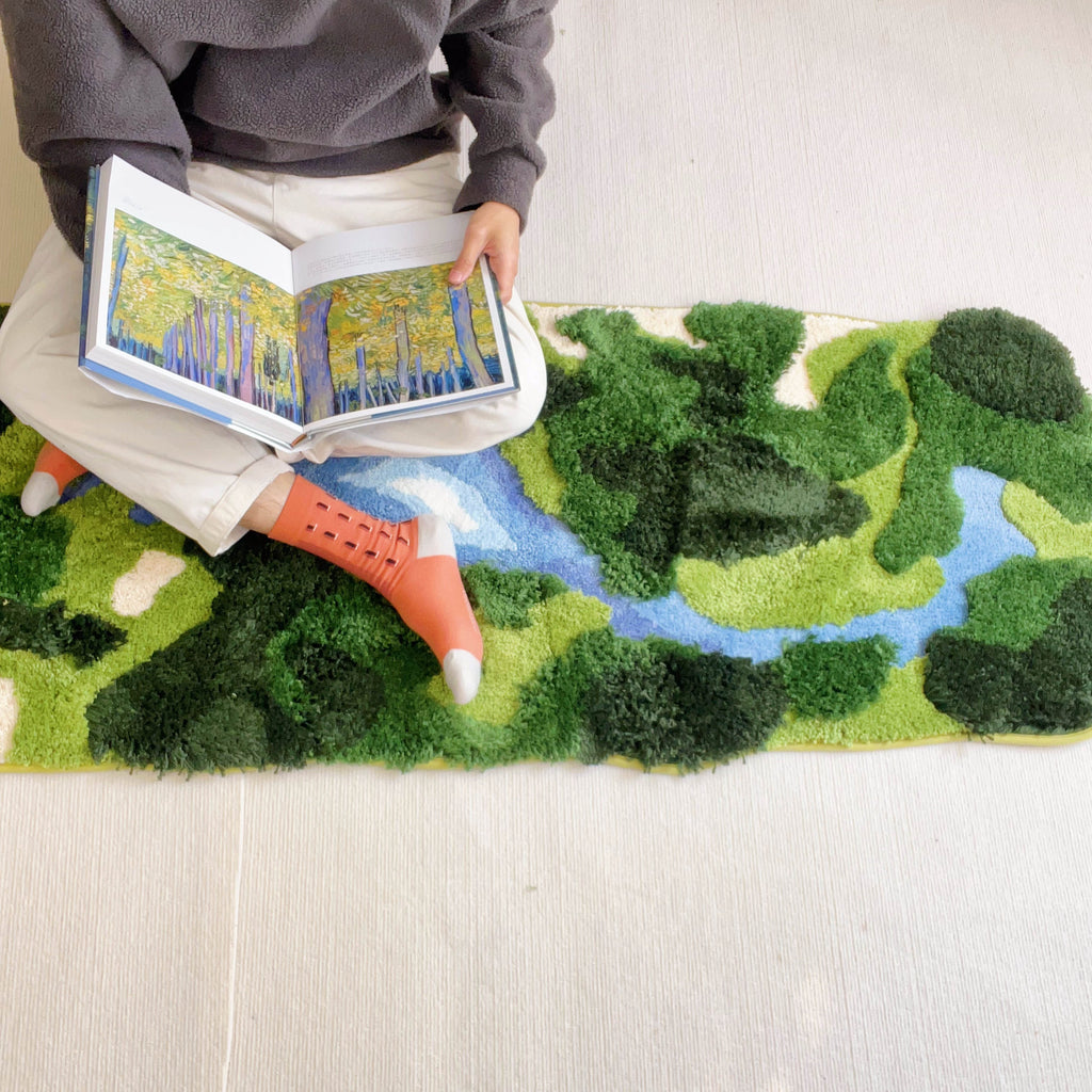 Luxury Rinver Moss Runner Rug 3d Tufted Tropical bedside mat,moss rug,bath mat cute bathroom decor