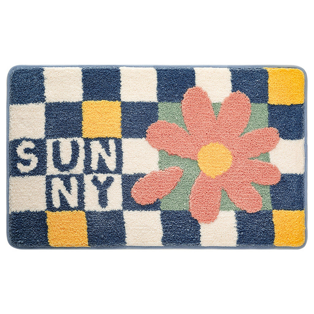 Checkerboard bath mat colorful cute bathroom decor