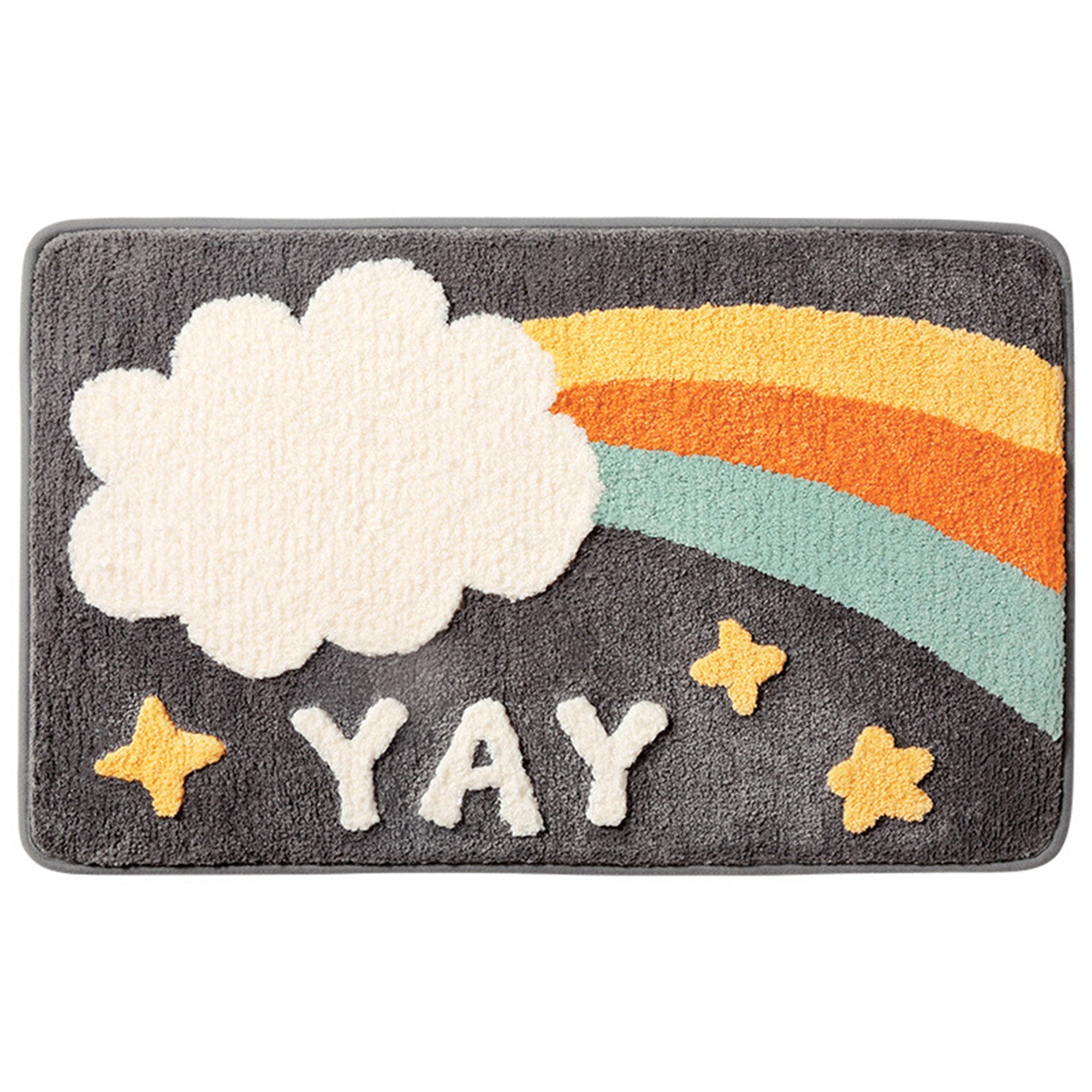 Space rainbow bath mat colorful cute bathroom decor